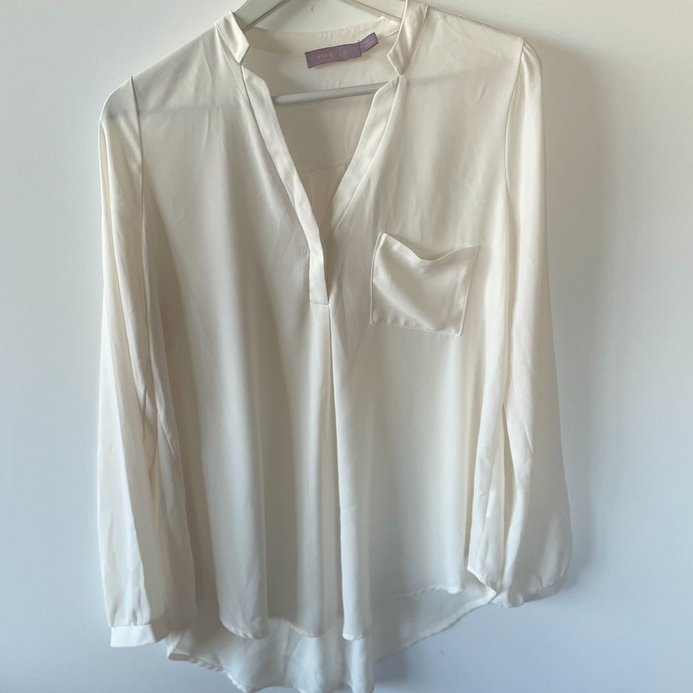 Francesca’s sheer white/cream long sleeve top
